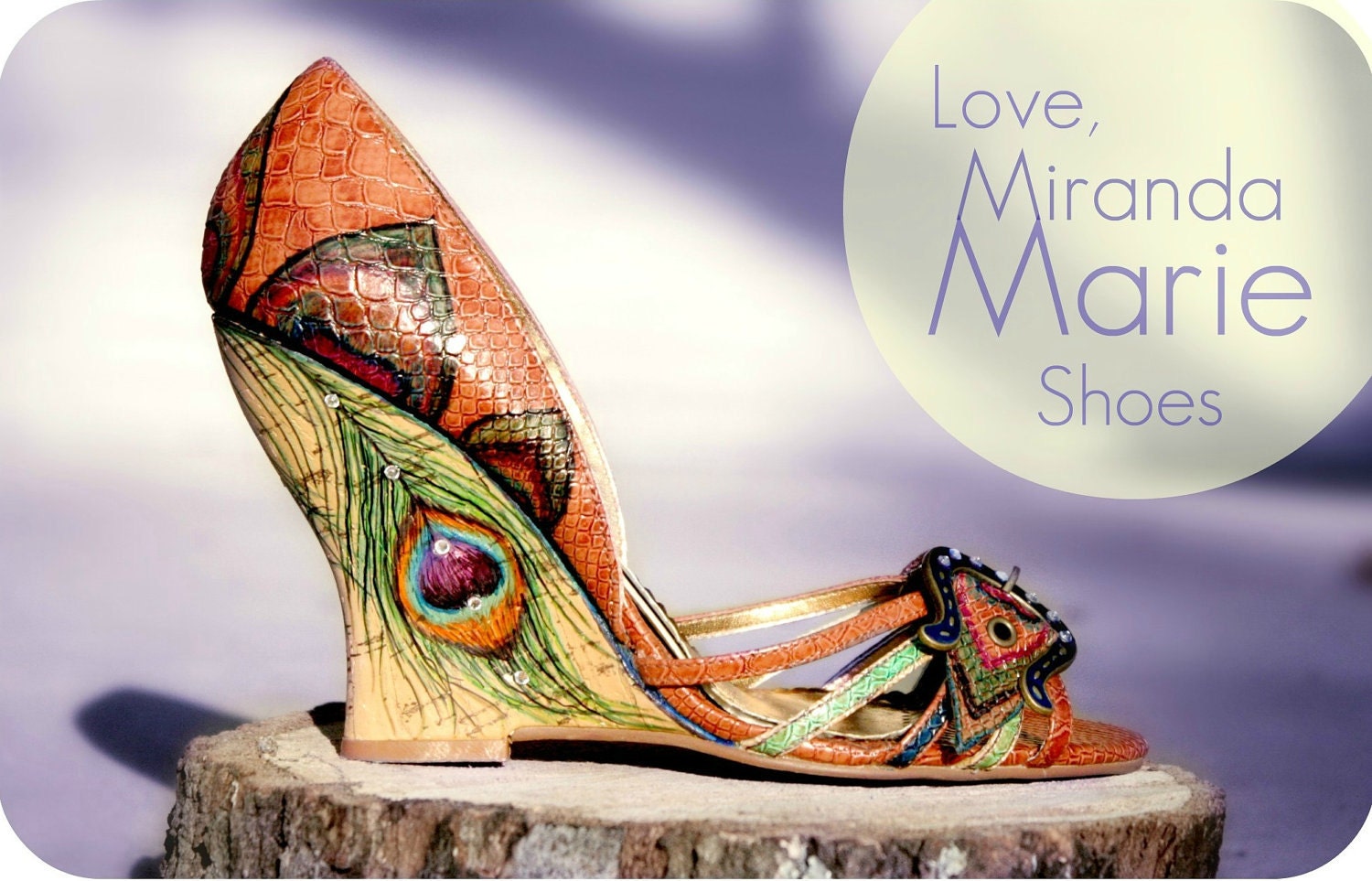 Hand Painted Wedding Shoes- Peacock Bridal Shoes- Peacock Feather High Heels
