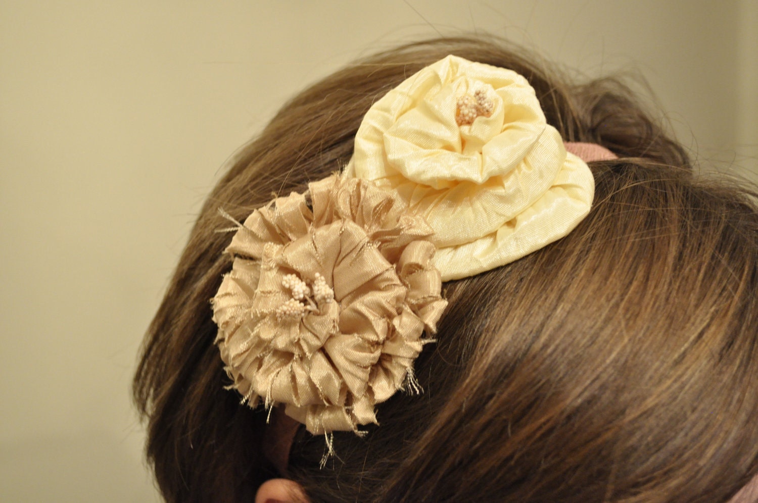 Floral Headband Elastic Headband Rosettes