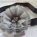 Floral Headband Elastic Headband Gray Flower Beads