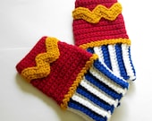 Power Wristies. Wonder Woman Inspired Wristwarmers. Superhero Fingerless Gloves. Crochet Justice League DC Comics Accessory. Cosplay.
