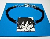 Dragonball Z Goku Jewelry Bracelet. Comic Capture. Saiyan. Tag Tile Bracelet. Upcycled Comic Collage. Wood Base.