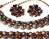 Juliana Parure Purple Rhinestone Necklace Bracelet Earring Set