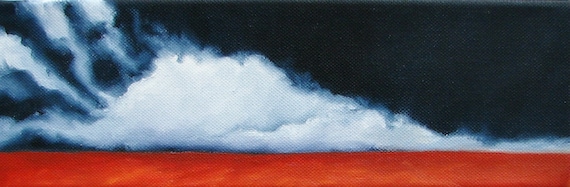 SALE 20% OFF Cloud Landscape original oil painting wall art warm storm abstract earthy home decor - Latitude series three