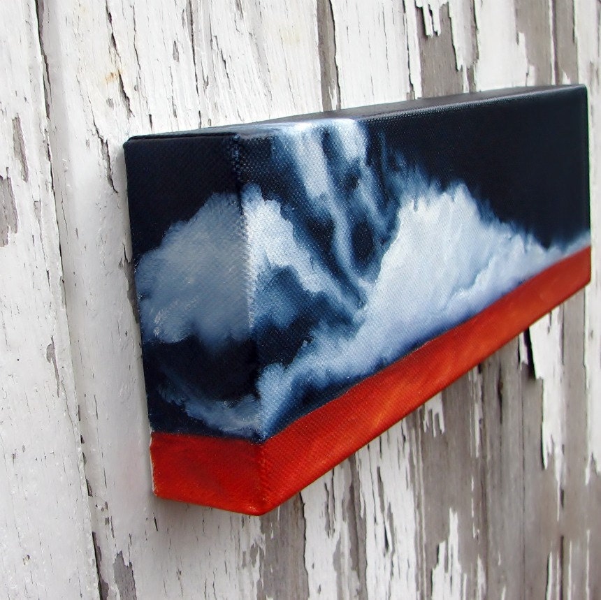 SALE 20% OFF Cloud Landscape original oil painting wall art warm storm abstract earthy home decor - Latitude series three