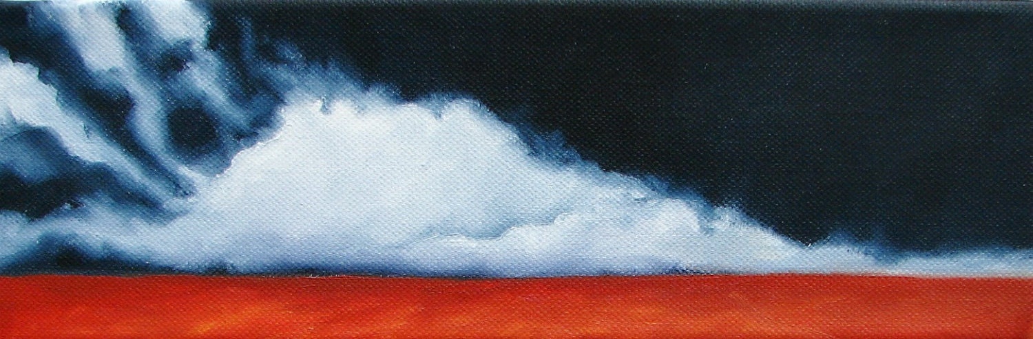 SALE 20% OFF Cloud Landscape original oil painting wall art warm storm abstract earthy home decor - Latitude series three
