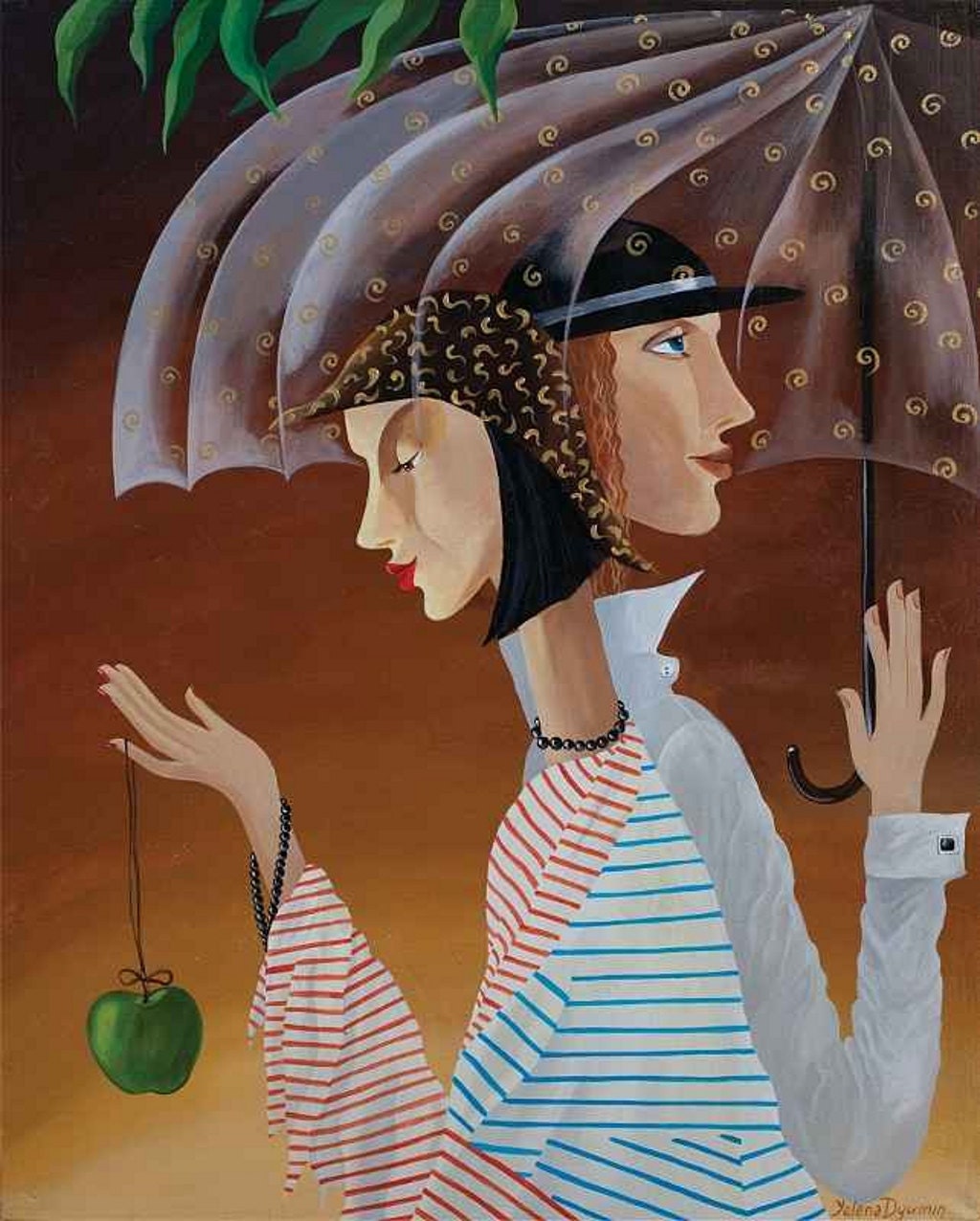 Art Print on Canvas from original fine art artworks paintings by Yelena Dyumin - 20x30" Under the rain - art deco prints and posters