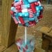 Ribbon Topiary in Dr. Seuss Blue, Red, White, Party/Shower Decoration, Centerpiece: Small Size