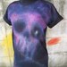 Hand made T-shirt GALAXY skull nebula handpainted
