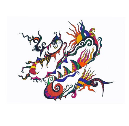 Abstract Art print. A winding snake of color "Serpentine"