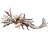 Art print, Abstract , pink, yellow and black swirls "Pink Lemonade", colorful print reproduction