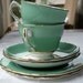 Green and gold Colclough english china trio.