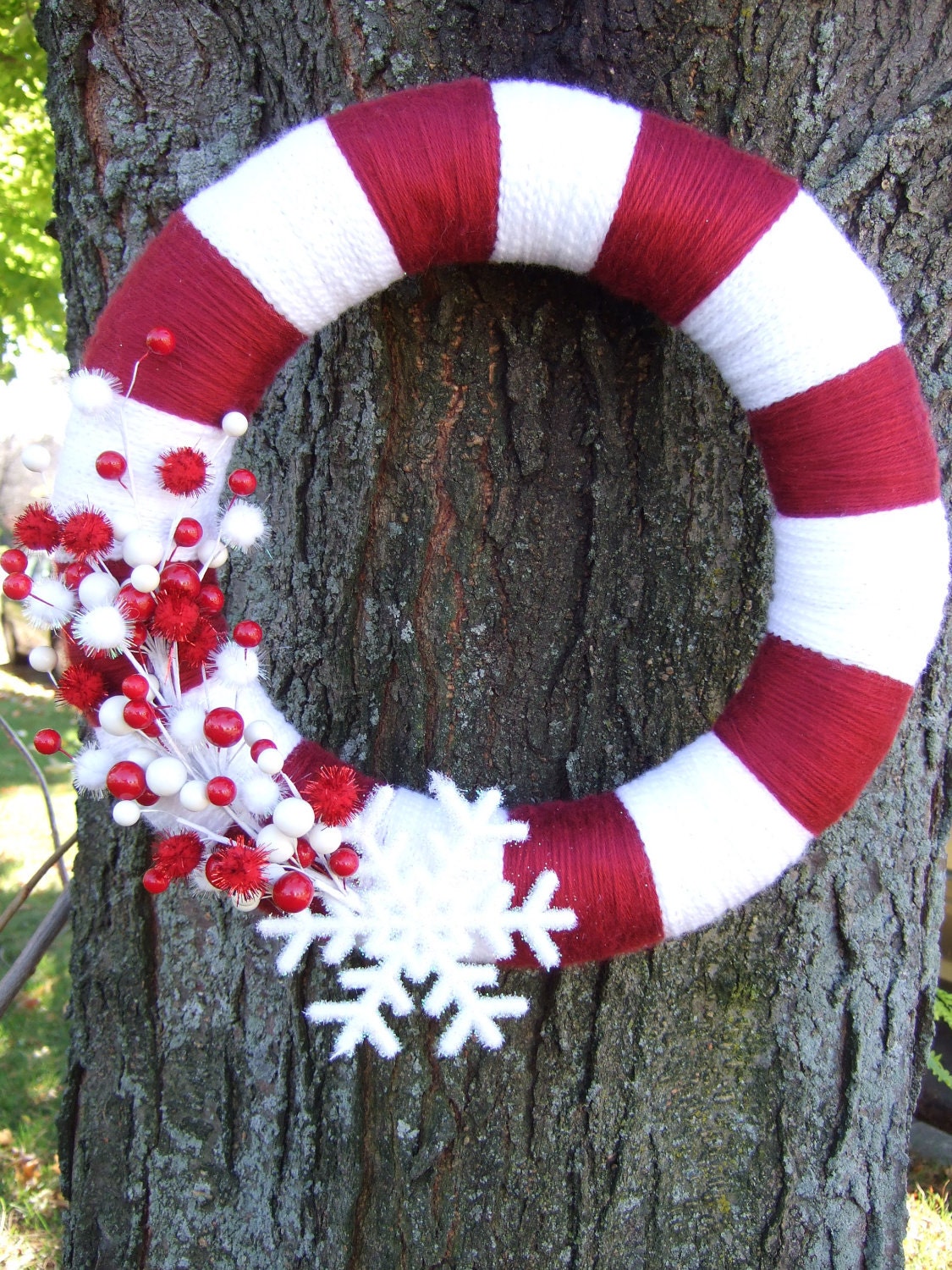 15" Christmas Candy Cane wreath with snowflake