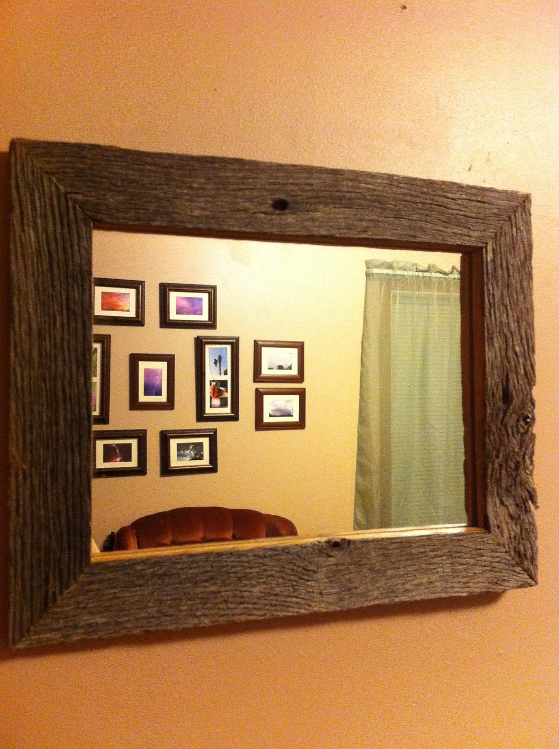 Reclaimed Rustic Barn Wood Frame Mirror reclaimed wood Farmhouse country Chic