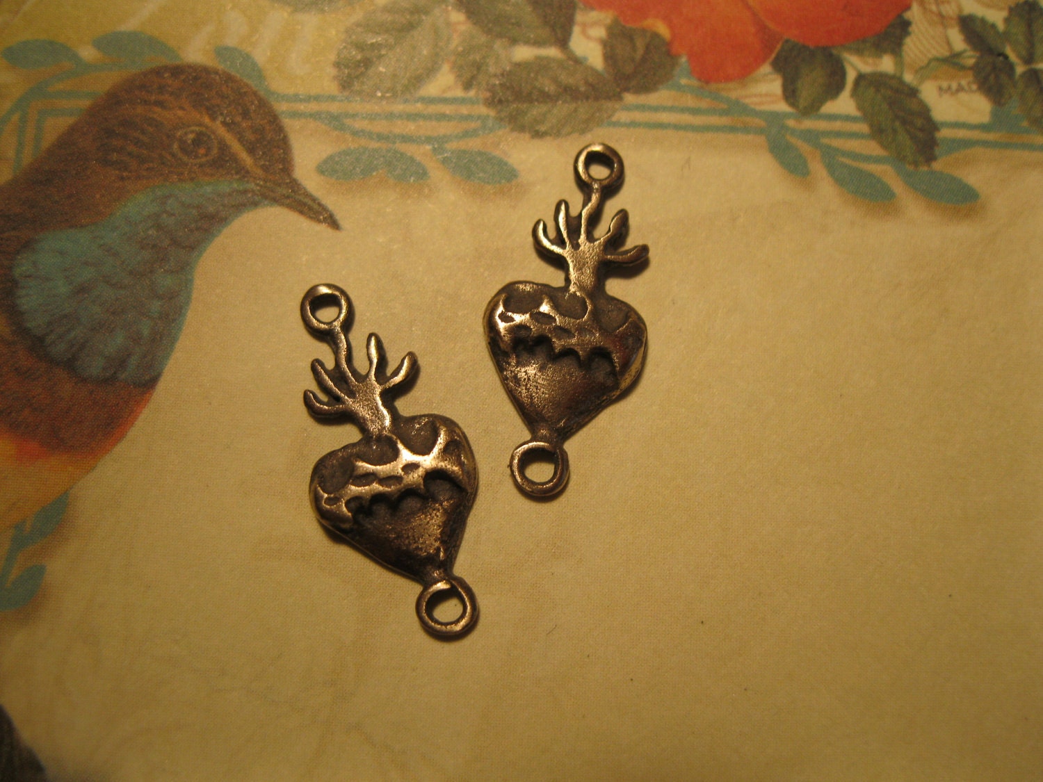 Sacred Heart  Bronze Link- Set of Two