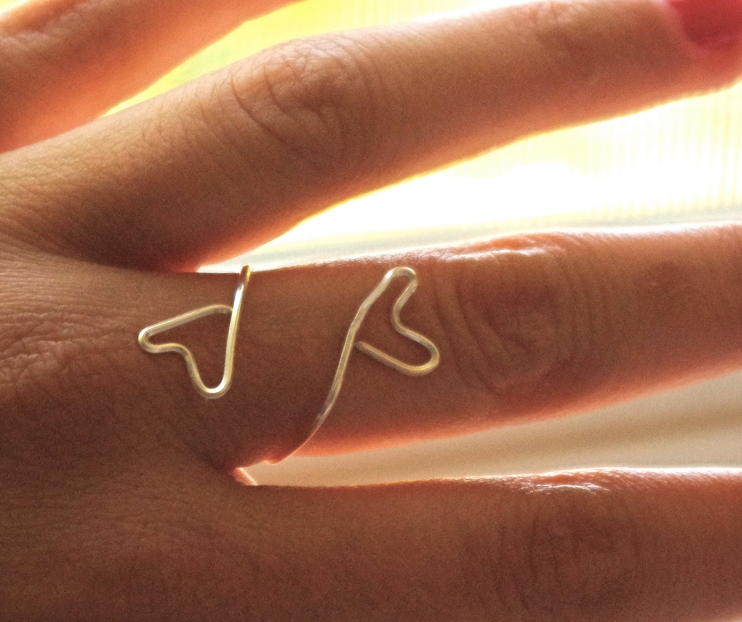 Love Ring, Graduation gift, Heart Wire Ring, Sterling Silver, friendship, love, unity