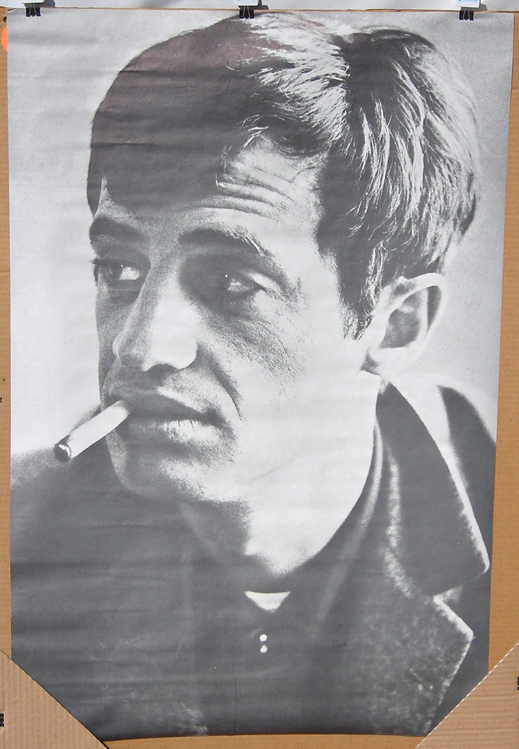 Vtg 60s B&W Trilby Jean Paul Belmondo Movie Poster NOS