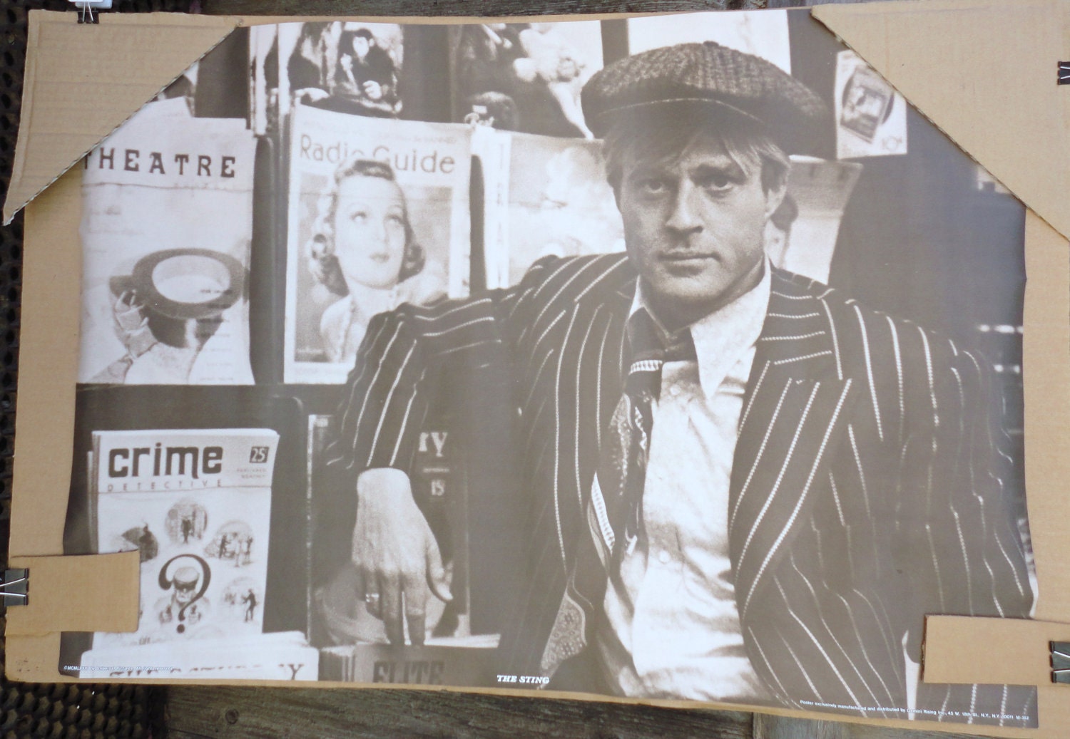 Vintage 1970's Black and White Robert Redford Neck Tie in "The Sting" Movie Poster