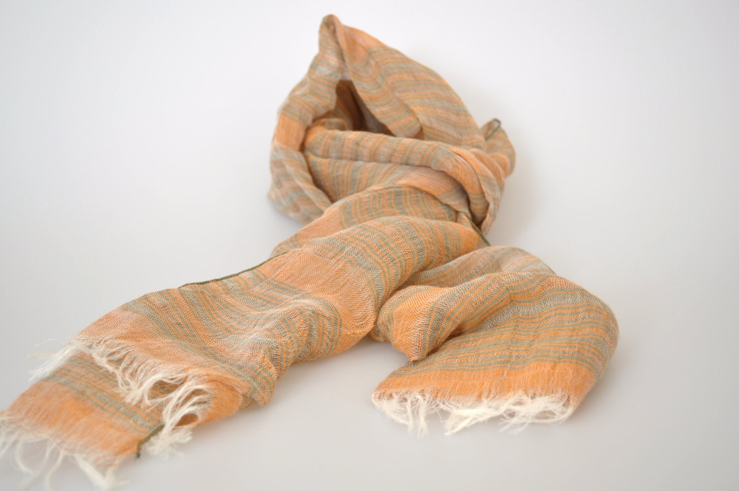 Handmade Linen Scarf - Orange