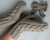 Beautiful Handmade Knit Mittens - Grey. Choose your colour.