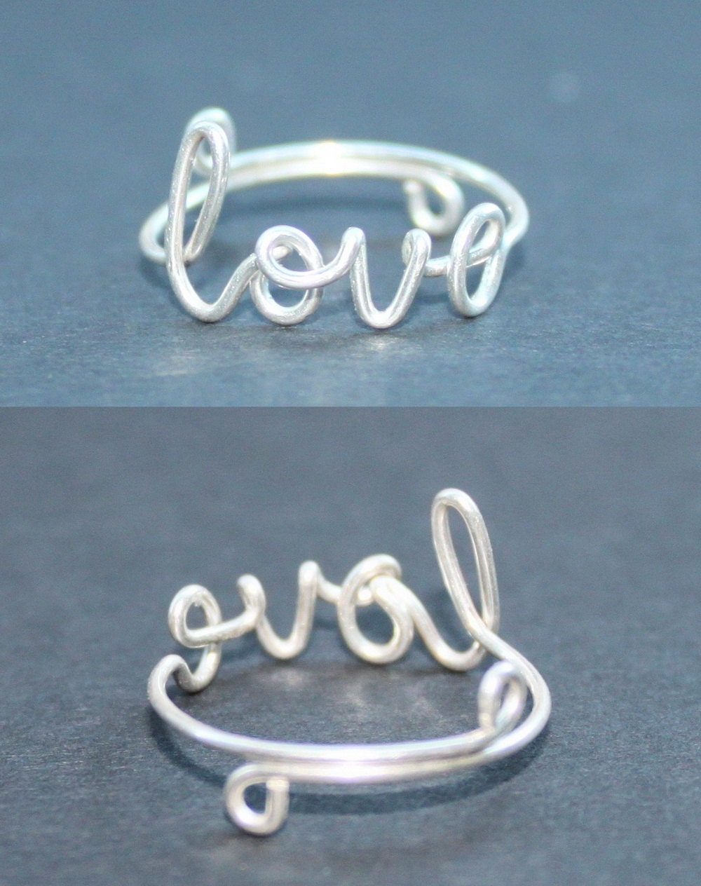 Love Ring, Sterling Silver Wire - Handcrafted Adjustable, Classic Yet Modern, For You And Your Loved One