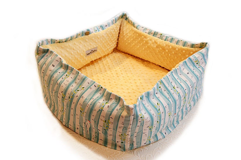 Birch Forest Pet Bed CUSTOM 16 In Square Medium 37 Color Choice Slip-proof Base Dog Cat Couture Artistic Travel Collapsible Washable