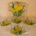Vintage Mid Century 5 Piece Salad Set Glass Daffodil