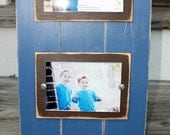 Triple 4 x 6 Distressed Picture Frame Blue/Chocolate Brown