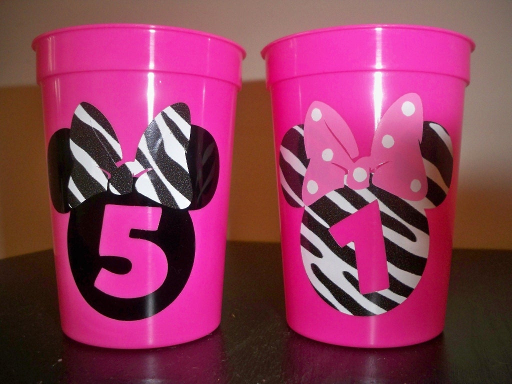 MINNIE MOUSE BIRTHDAY party zebra print favor cups (set of 5) Il_170x135