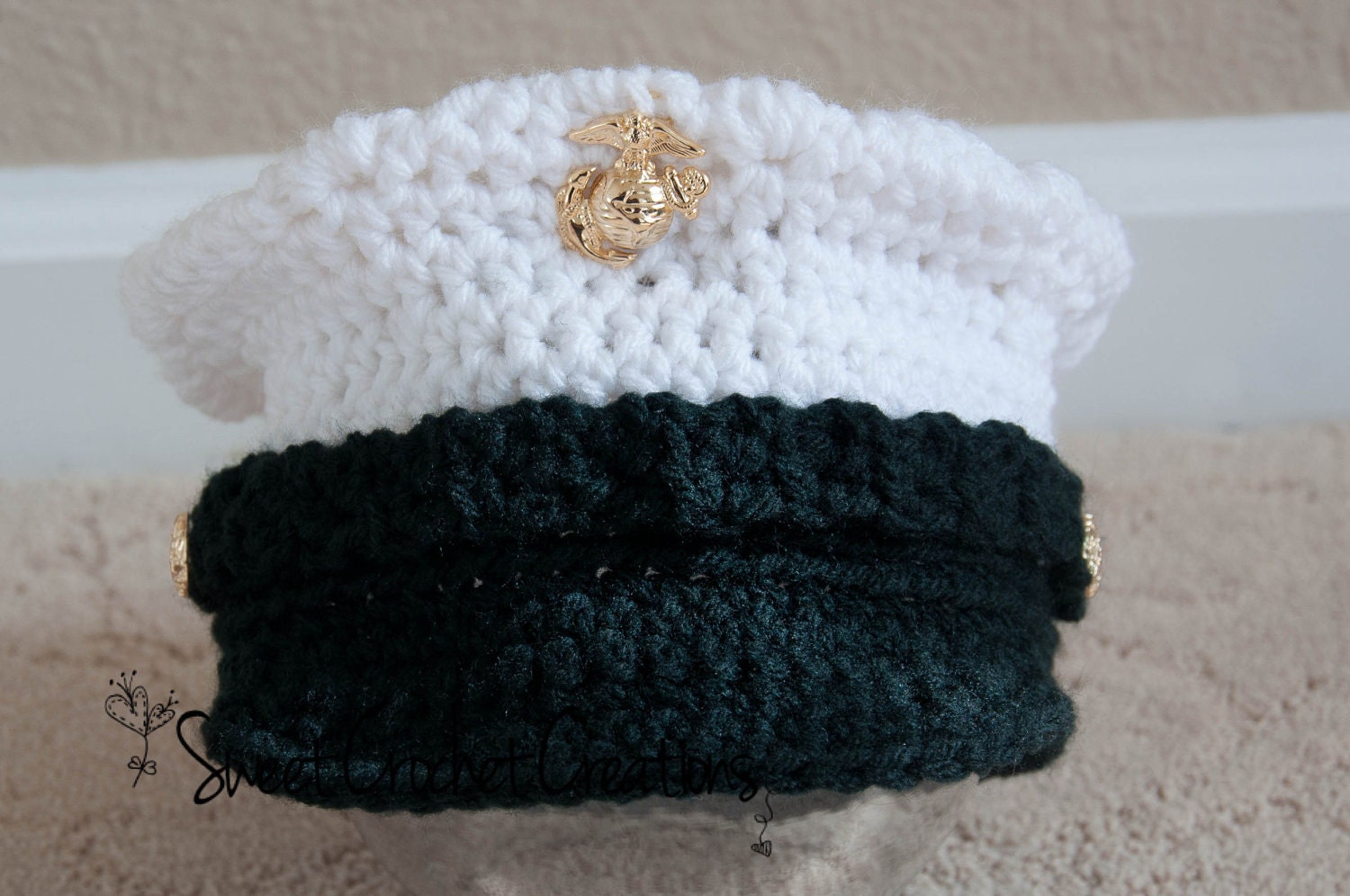 US Marine Corps Dress Blues Hat and Diaper Cover SET