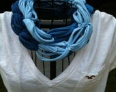 Upcycled BLUE t-shirt infinity scarf
