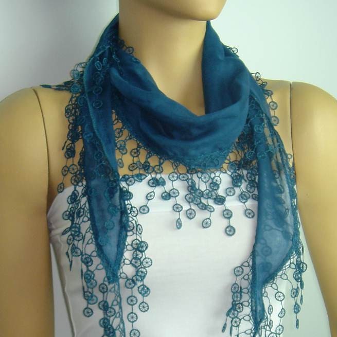 Clearance Summer SALE was 13 now 8 usd NEW 2012 Blue cotton scarf lace fringe