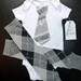 Musical notes - Boys Neck Tie Applique Baby Onesie Leg warmers Set