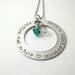 LARGE Family Birthstone Hand Stamped Stainless Steel Necklace 1 1/2" open circle