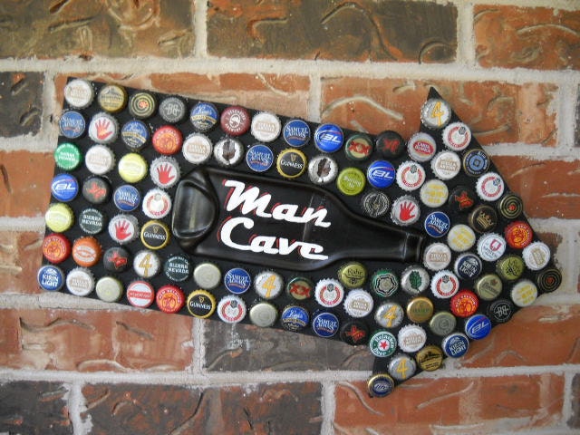 Man Cave beer bottle cap mosaic sign