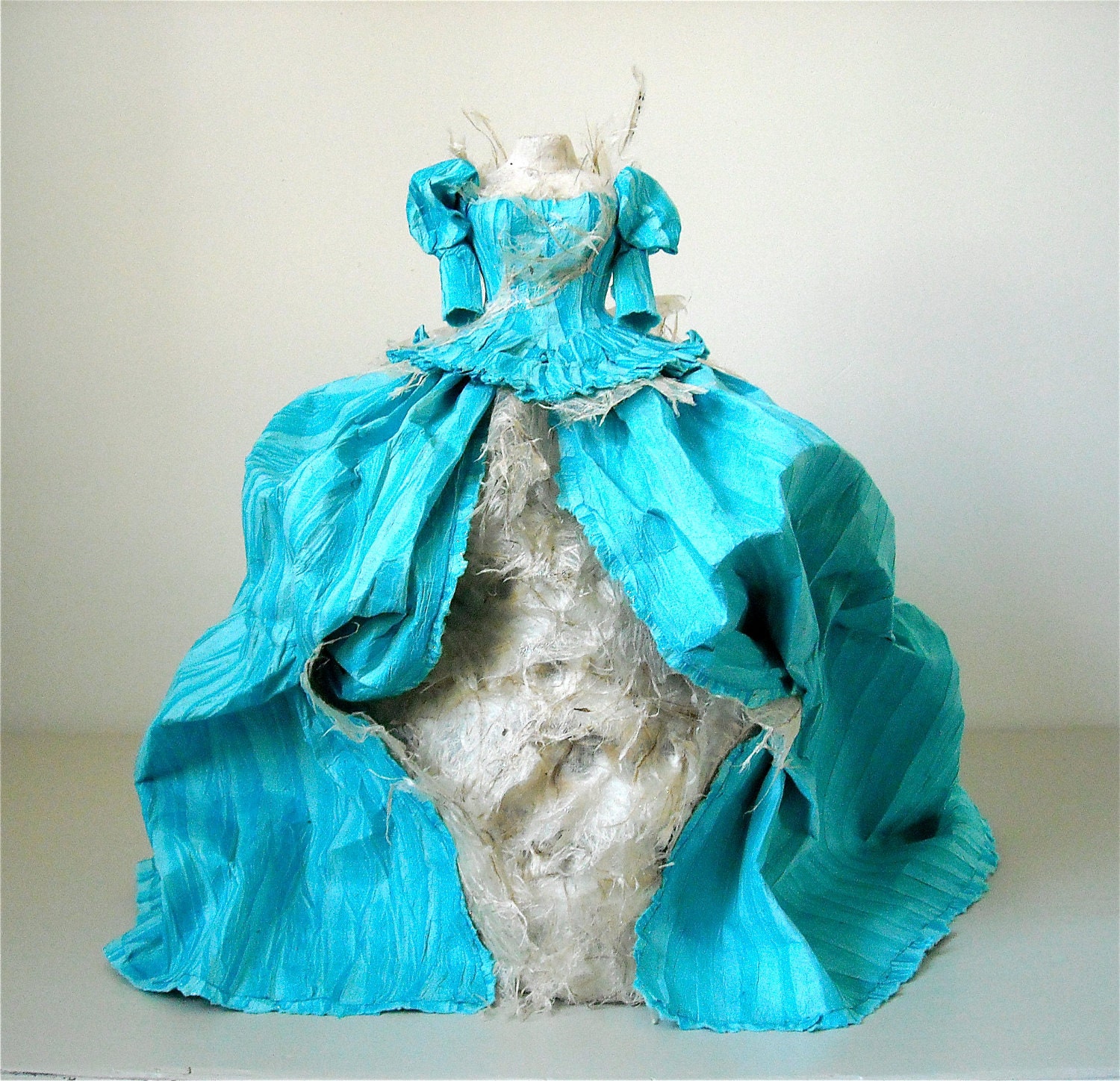 Aqua Paper Mâché Dress Form - Princess Gown