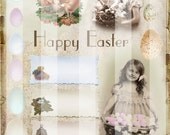 HAPPY EASTER - Digital Collage Sheet- Printable Download - Scrapbooking - Decoupage