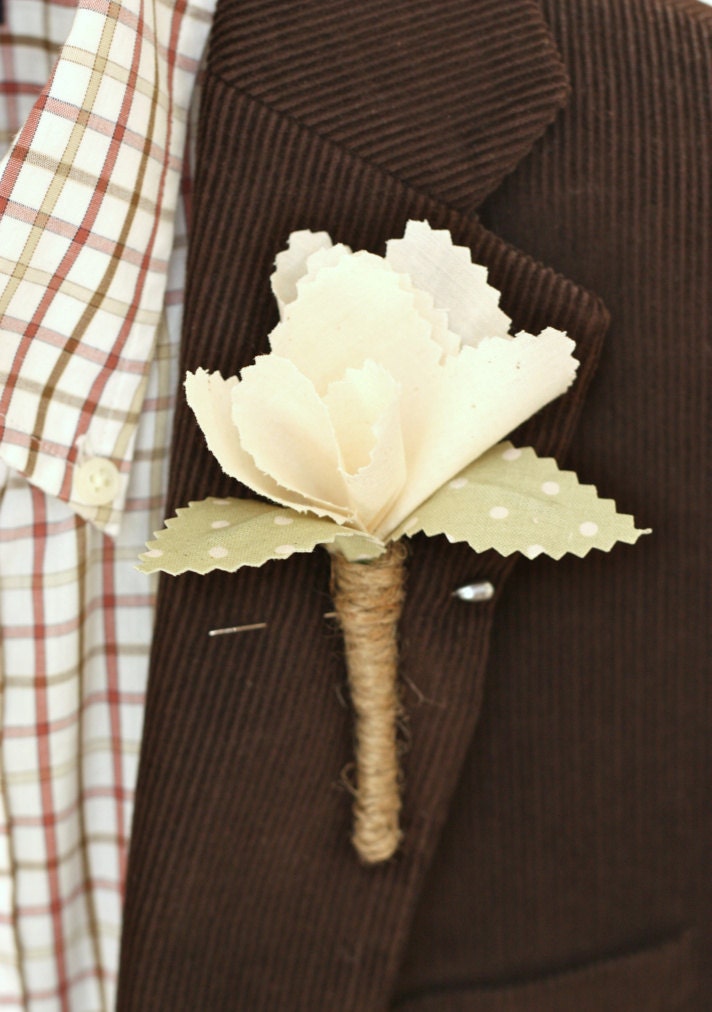 Men's Fabric Vintage Inspired Boutonniere.  Custom Made.  Weddings. Formals.