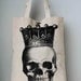 Big size / Burlap Skull Crown Royal Canvas tote bag/Diaper bag/Shopping bag/ Document bag /Market Bag.