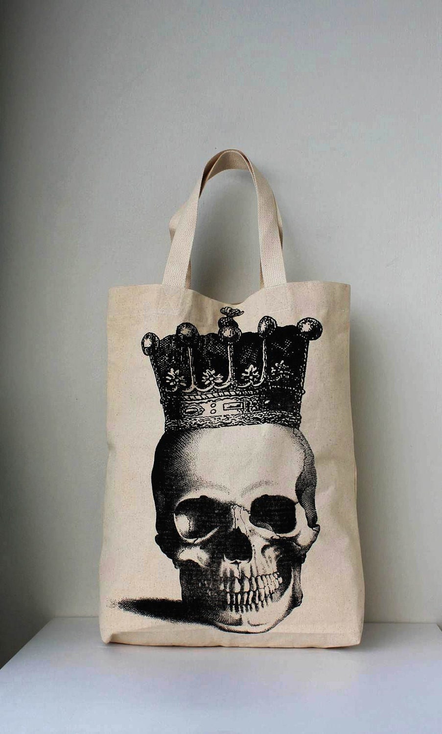 Big size / Burlap Skull Crown Royal Canvas tote bag/Diaper bag/Shopping bag/ Document bag /Market Bag.