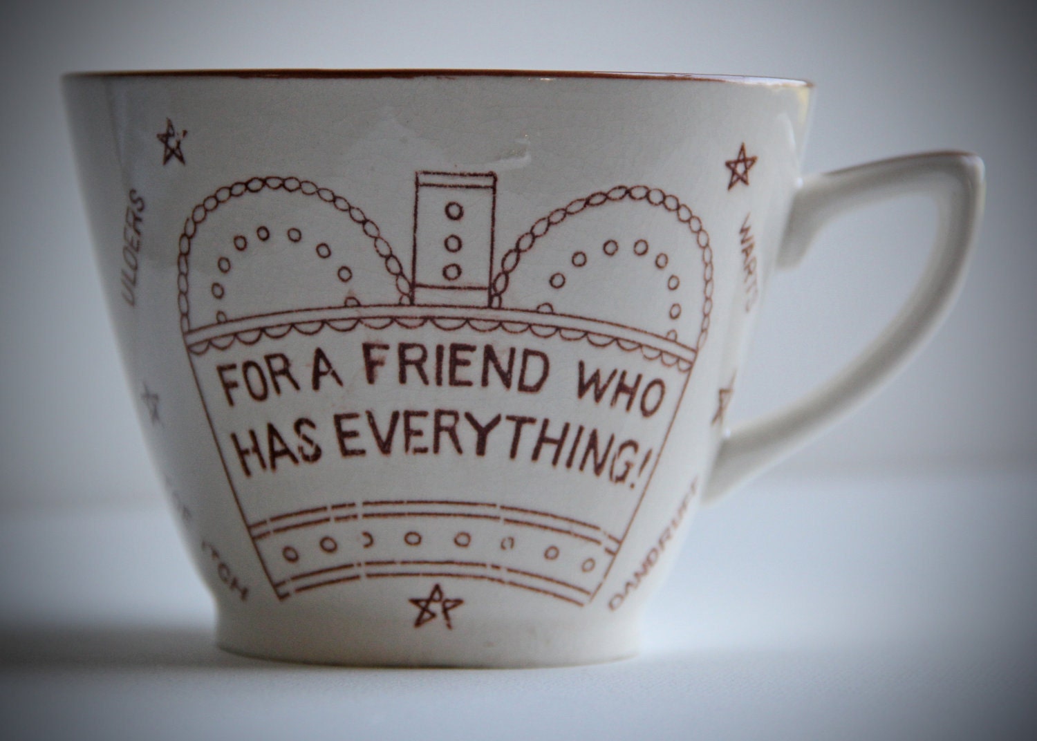 50s Vintage Hypochondriac Cup Coffee Mug For A Friend Who Has Everything Ceramic Porcelain Made In Japan