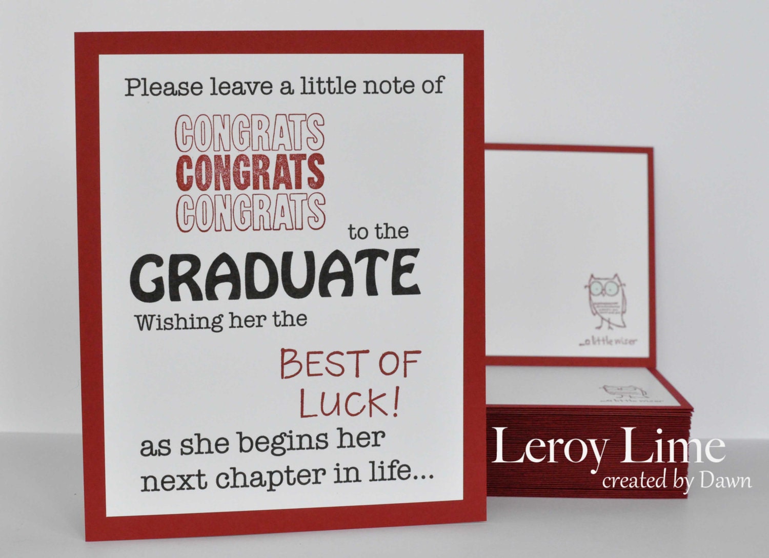 Graduation Party Guestbook Alternative Note Cards - Wise Owl, Guest Book, Texas Aggie College Colors