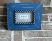 4x6 distressed picture frames small rope trim in colors Napoleonic Blue and Arles
