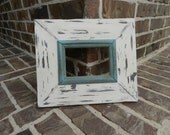 4x6 Distressed Picture Frame Heavily Distressed and Weathered old white/provence trim