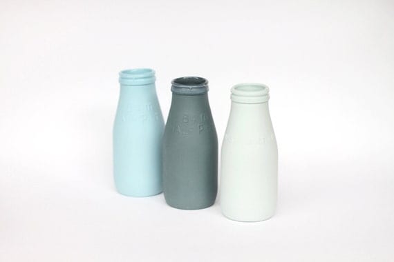 porcelain replica vintage milk bottle mini - (slate colour)