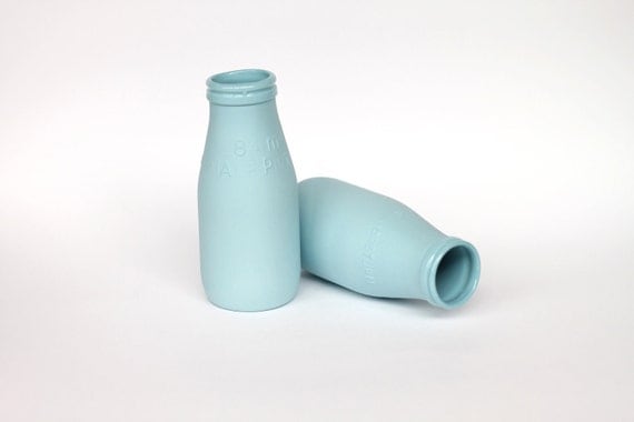 porcelain replica vintage milk bottle mini - (ocean colour)