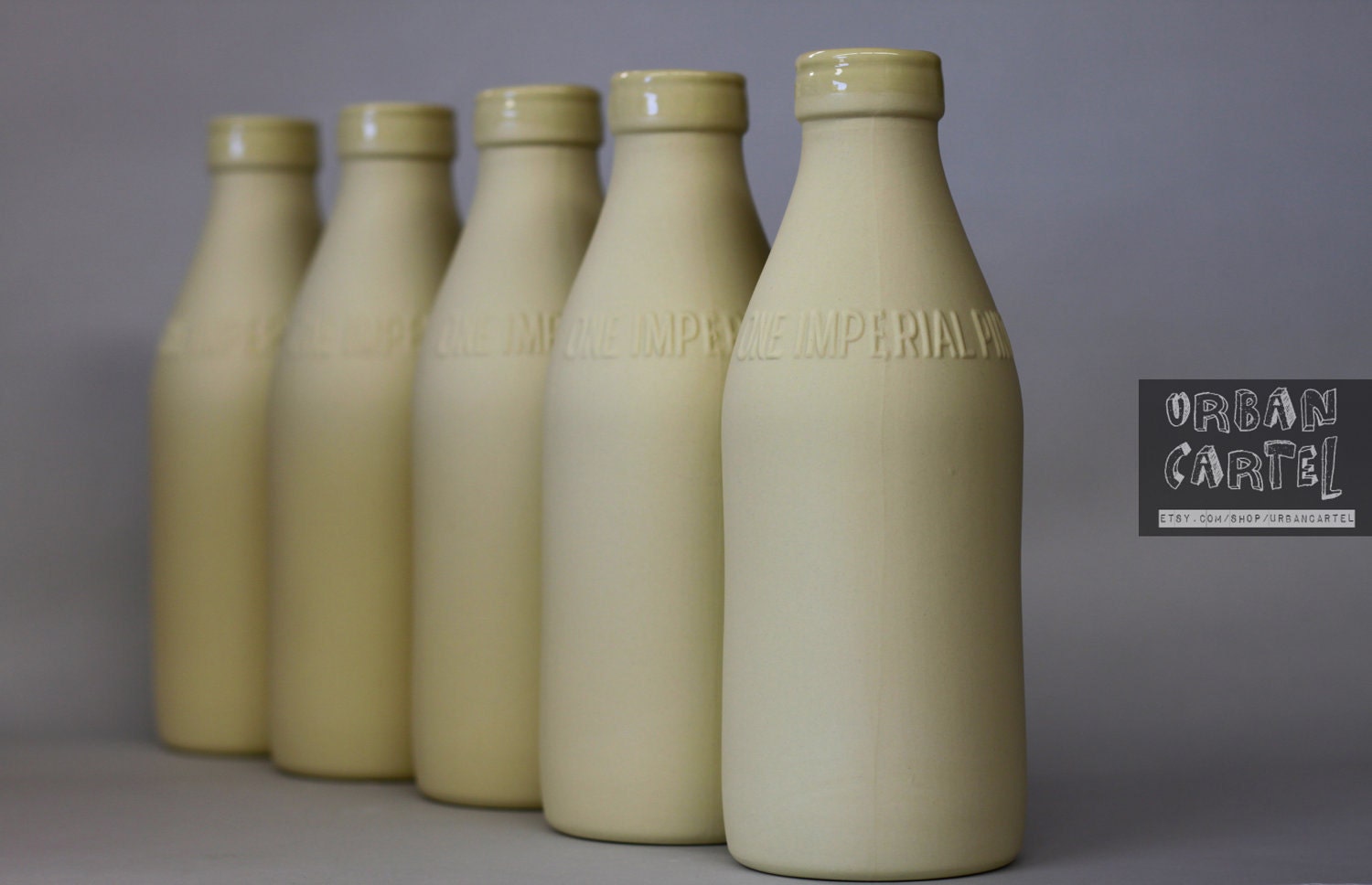 porcelain replica vintage milk bottle (citrus colour)