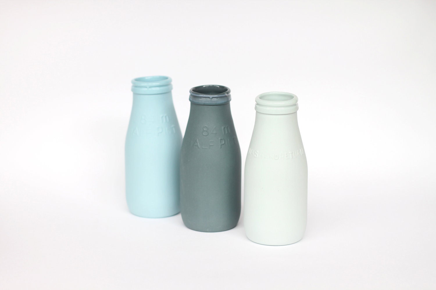 porcelain replica vintage milk bottle mini - (ocean colour)