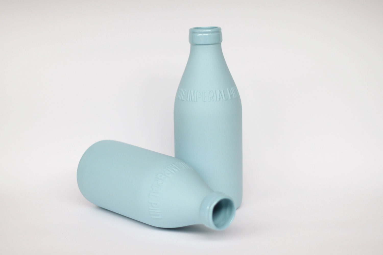porcelain replica vintage milk bottle : ocean colour
