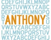 Nursery Art, Personalized Alphabet Name Poster, childrens art, ABC Poster