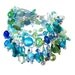 Aqua beaded charm bracelet handmade 'Azure Blue'
